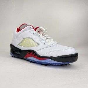 Nike Air Jordan 5 Retro Low Fire Red White Golf Shoes Mens 6.5 Wmns 8 CU4523-100